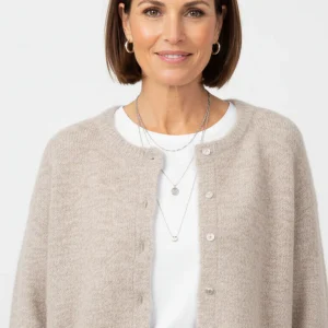 Beige Gebreide Cardigan Zacht Fluffy Damesvest met Knopen